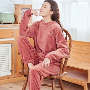 睡衣女秋冬季法兰绒套装暖暖珊瑚绒家居服冬天2022年新款加绒加厚