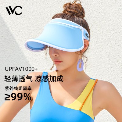 VVC防晒帽女空顶防紫外线全脸遮阳帽太阳帽子运动夏季骑车大帽檐