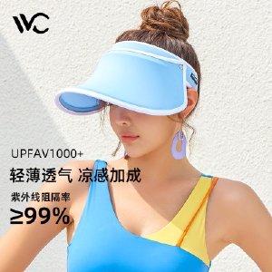 VVC防晒帽女空顶防紫外线全脸遮阳帽太阳帽子运动夏季骑车大帽檐